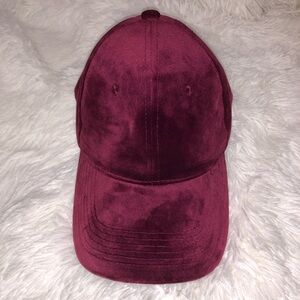Burgundy Velvet Baseball Cap